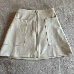 Cream Suede Zippered Women's Skirt